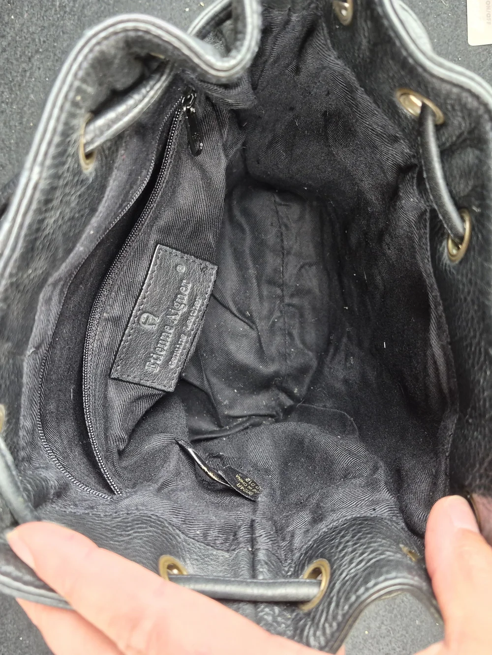Etienne Aigner Black Leather Hobo Bag with Gold Hardware
